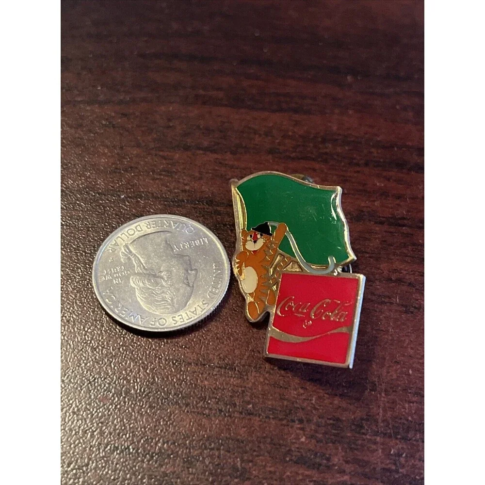 Vintage‎ 1988 Seoul Olympics Coca Cola Hodori Tiger Libya Flag Lapel Pin